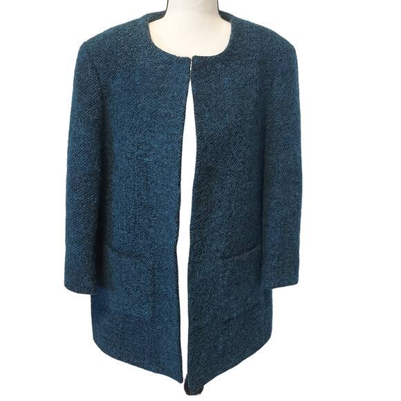 Zanella Samantha Italian Alpaca Wool Blend Teal Blue Jacket NWOT Women Size 14 - Picture 10 of 10